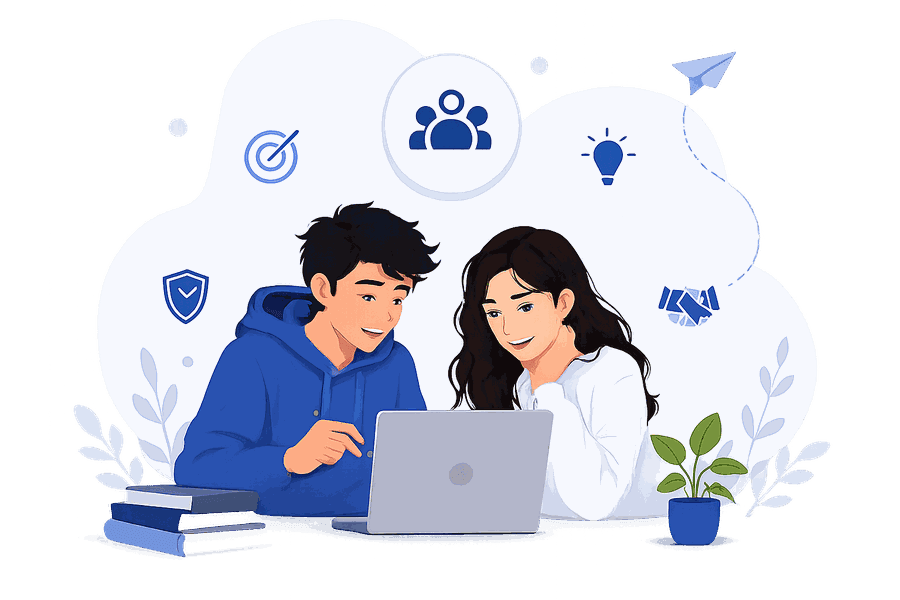 Students discovering colleges together